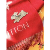 Louis Vuitton LV Women Precious Rabbit Essential Scarf Red Wool Jacquard Monogram (1)