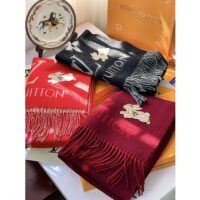 Louis Vuitton LV Women Precious Rabbit Essential Scarf Red Wool Jacquard Monogram (1)
