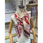 Louis Vuitton LV Women Precious Rabbit Square 70 Red Silk-Screen Print Monogram Flowers - immagine 5