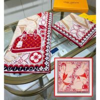 Louis Vuitton LV Women Precious Rabbit Square 70 Red Silk-Screen Print Monogram Flowers (6)