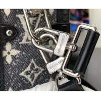 Louis Vuitton LV Women Side Trunk Handbag Gray Denim Textile Jacquard (4)