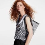 Louis Vuitton LV Women Side Trunk Handbag Gray Denim Textile Jacquard - immagine 12