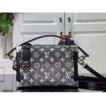 Louis Vuitton LV Women Side Trunk Handbag Gray Denim Textile Jacquard - immagine 4