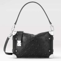 Louis Vuitton LV Women Side Trunk PM Handbag Petite Malle Black Calfskin (10)