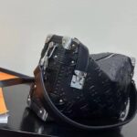 Louis Vuitton LV Women Side Trunk PM Handbag Petite Malle Black Calfskin - Image 5