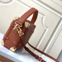Louis Vuitton LV Women Side Trunk PM Handbag Petite Malle Tan Brown Calfskin (9)