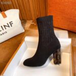 Louis Vuitton LV Women Silhouette Ankle Boot Black Stretch Textile Patent Monogram Canvas - Image 3