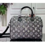 Louis Vuitton LV Women Speedy Bandoulière 25 Handbag Gray Denim Textile Jacquard - Image 2