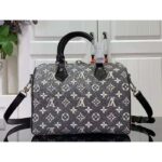 Louis Vuitton LV Women Speedy Bandoulière 25 Handbag Gray Denim Textile Jacquard - Image 3