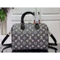 Louis Vuitton LV Women Speedy Bandoulière 25 Handbag Gray Denim Textile Jacquard (10)