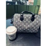 Louis Vuitton LV Women Speedy Bandoulière 25 Handbag Gray Denim Textile Jacquard - Image 6