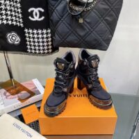 Louis Vuitton LV Women Star Trail Ankle Boot Black Mix Materials Treaded Rubber 9.5 Cm Heel (9)