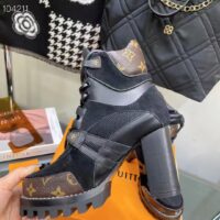 Louis Vuitton LV Women Star Trail Ankle Boot Black Mix Materials Treaded Rubber 9.5 Cm Heel (9)