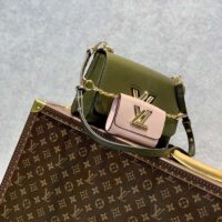 Louis Vuitton LV Women Twist MM Handbag Kaki Quartz White Epi Grained Cowhide (1)