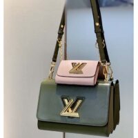 Louis Vuitton LV Women Twist MM Handbag Kaki Quartz White Epi Grained Cowhide (1)