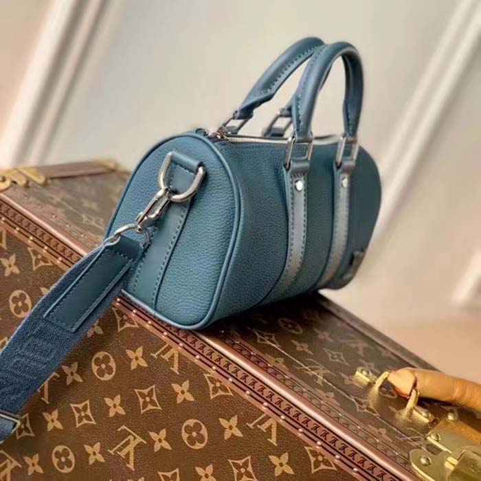 Louis Vuitton Unisex Keepall XS Travel Bag Blue Aerogram Cowhide Leather (11)