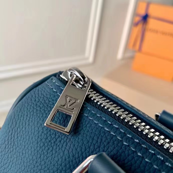 Louis Vuitton Unisex Keepall XS Travel Bag Blue Aerogram Cowhide Leather (3)