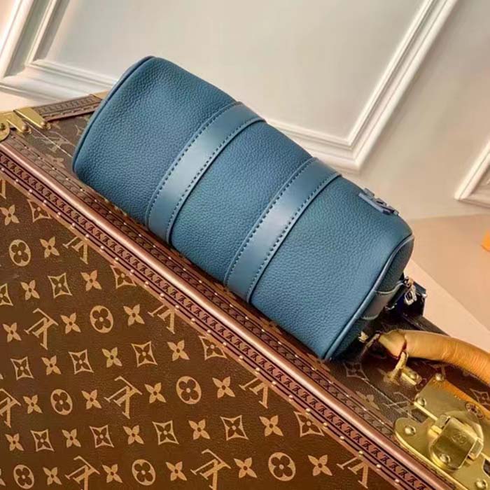 Louis Vuitton Unisex Keepall XS Travel Bag Blue Aerogram Cowhide Leather (8)