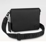 Louis Vuitton Unisex LV Aerogram Takeoff Messenger Black Grained Calf Leather