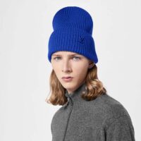 Louis Vuitton Unisex LV Ahead Beanie One Size Blue Cashmere Enamel Initials (1)