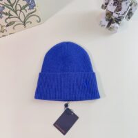 Louis Vuitton Unisex LV Ahead Beanie One Size Blue Cashmere Enamel Initials (1)