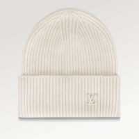 Louis Vuitton Unisex LV Ahead Beanie One Size Crème Beige Cashmere Enamel Initials (1)