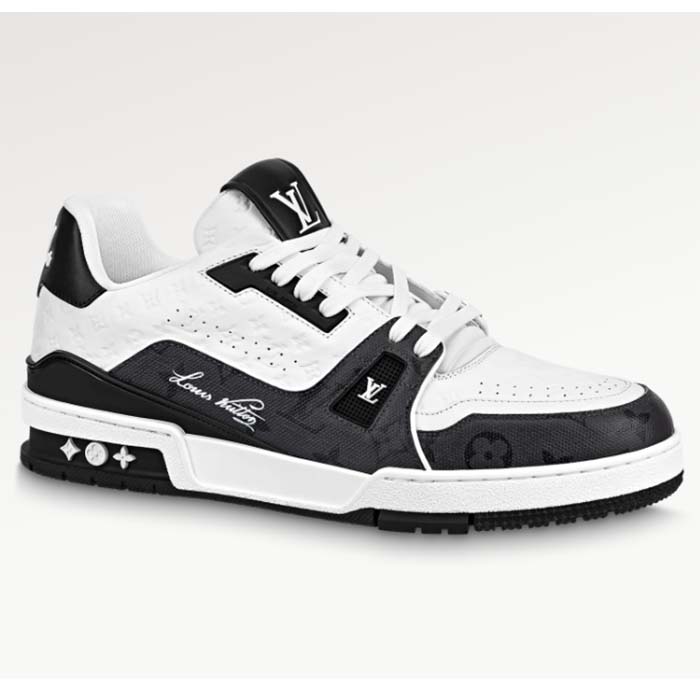 Louis Vuitton Unisex LV Trainer Sneaker Black Mini Monogram Embossed Calf Leather (1)