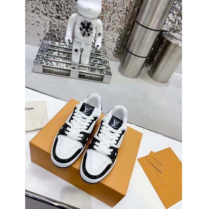 Louis Vuitton Unisex LV Trainer Sneaker Black Mini Monogram Embossed Calf Leather (2)