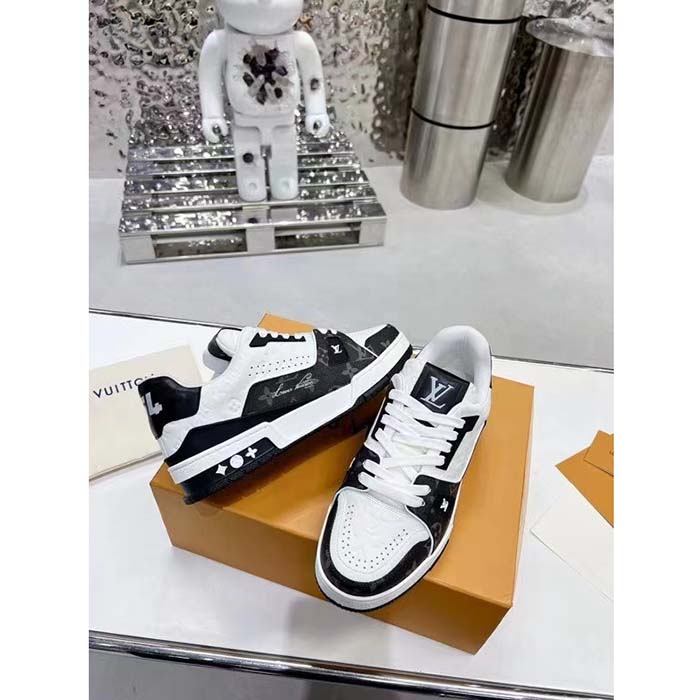 Louis Vuitton Unisex LV Trainer Sneaker Black Mini Monogram Embossed Calf Leather (4)