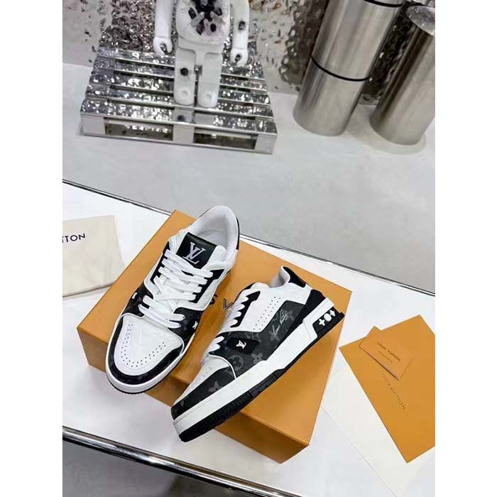 Louis Vuitton Unisex LV Trainer Sneaker Black Mini Monogram Embossed Calf Leather (7)