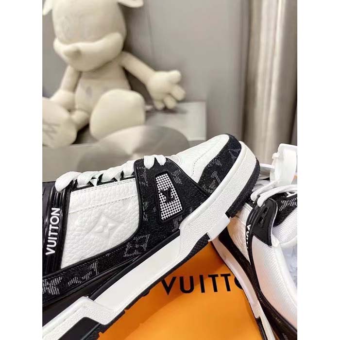 Louis Vuitton Unisex LV Trainer Sneaker Black Monogram Denim Monogram Embossed Grained Calf (2)