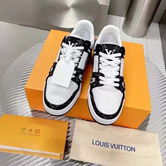 Louis Vuitton Unisex LV Trainer Sneaker Black Monogram Denim Monogram Embossed Grained Calf (5)