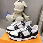 Louis Vuitton Unisex LV Trainer Sneaker Black Monogram Denim Monogram Embossed Grained Calf – Image 4