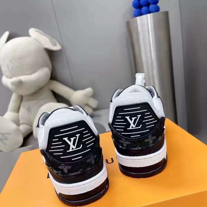 Louis Vuitton Unisex LV Trainer Sneaker Black Monogram Denim Monogram Embossed Grained Calf (9)