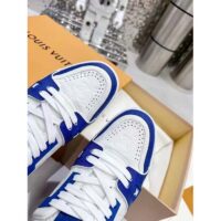 Louis Vuitton Unisex LV Trainer Sneaker Blue Mini Monogram Embossed Calf Leather (4)