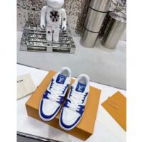 Louis Vuitton Unisex LV Trainer Sneaker Blue Mini Monogram Embossed Calf Leather (4)