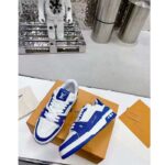 Louis Vuitton Unisex LV Trainer Sneaker Blue Mini Monogram Embossed Calf Leather - immagine 6