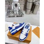 Louis Vuitton Unisex LV Trainer Sneaker Blue Mini Monogram Embossed Calf Leather - immagine 4