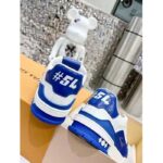 Louis Vuitton Unisex LV Trainer Sneaker Blue Mini Monogram Embossed Calf Leather - immagine 7