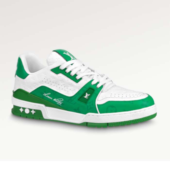 Louis Vuitton Unisex LV Trainer Sneaker Green Mini Monogram Embossed Calf Leather