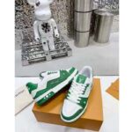 Louis Vuitton Unisex LV Trainer Sneaker Green Mini Monogram Embossed Calf Leather - Imagen 6