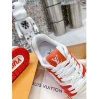 Louis Vuitton Unisex LV Trainer Sneaker Orange Mini Monogram Embossed Calf Leather (7)