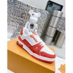 Louis Vuitton Unisex LV Trainer Sneaker Orange Mini Monogram Embossed Calf Leather - Image 2