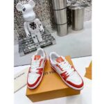 Louis Vuitton Unisex LV Trainer Sneaker Orange Mini Monogram Embossed Calf Leather - Image 5