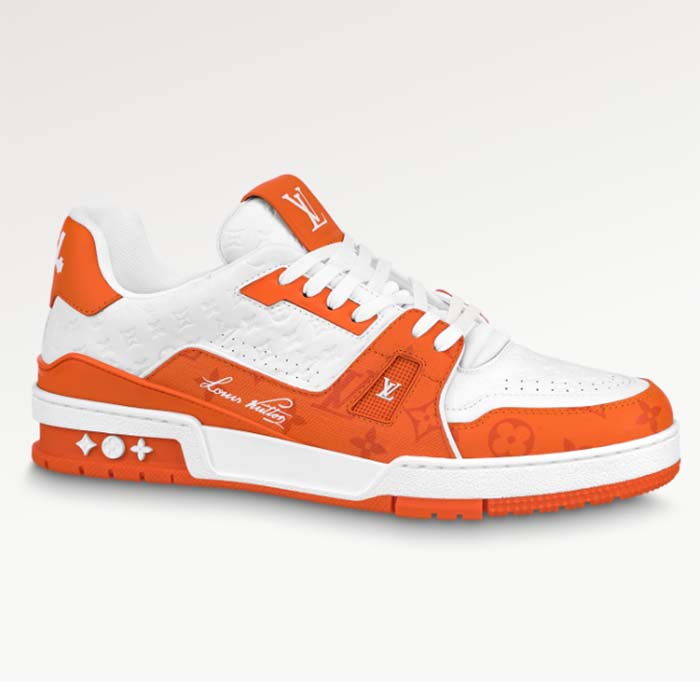 Louis Vuitton Unisex LV Trainer Sneaker Orange Mini Monogram Embossed Calf Leather