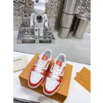 Louis Vuitton Unisex LV Trainer Sneaker Orange Mini Monogram Embossed Calf Leather - Image 3