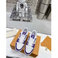 Louis Vuitton Unisex LV Trainer Sneaker Purple Mini Monogram Embossed Calf Leather (2)