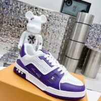 Louis Vuitton Unisex LV Trainer Sneaker Purple Mini Monogram Embossed Calf Leather (2)