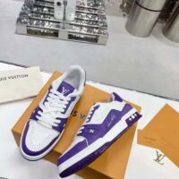 Louis Vuitton Unisex LV Trainer Sneaker Purple Mini Monogram Embossed Calf Leather (2)