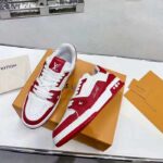 Louis Vuitton Unisex LV Trainer Sneaker Red Mini Monogram Embossed Calf Leather - Bild 6